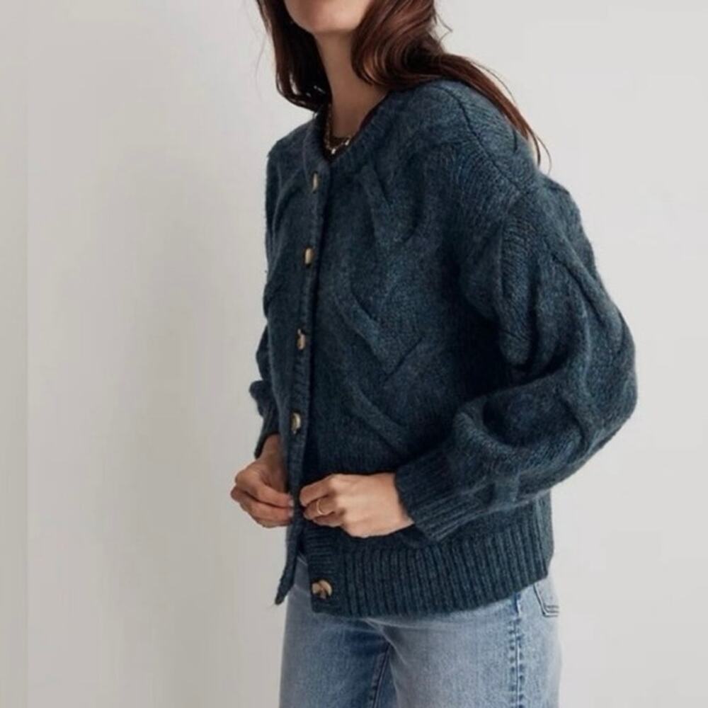 Women's Blue Cable Knit Sweater